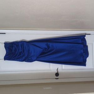 David's Bridal Bridesmaid Dress Strapless Satin Ball Gown style F13974 Blue 6